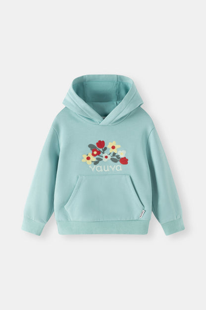 Kids Floral Embroidered Fleece Pullover Hoodie