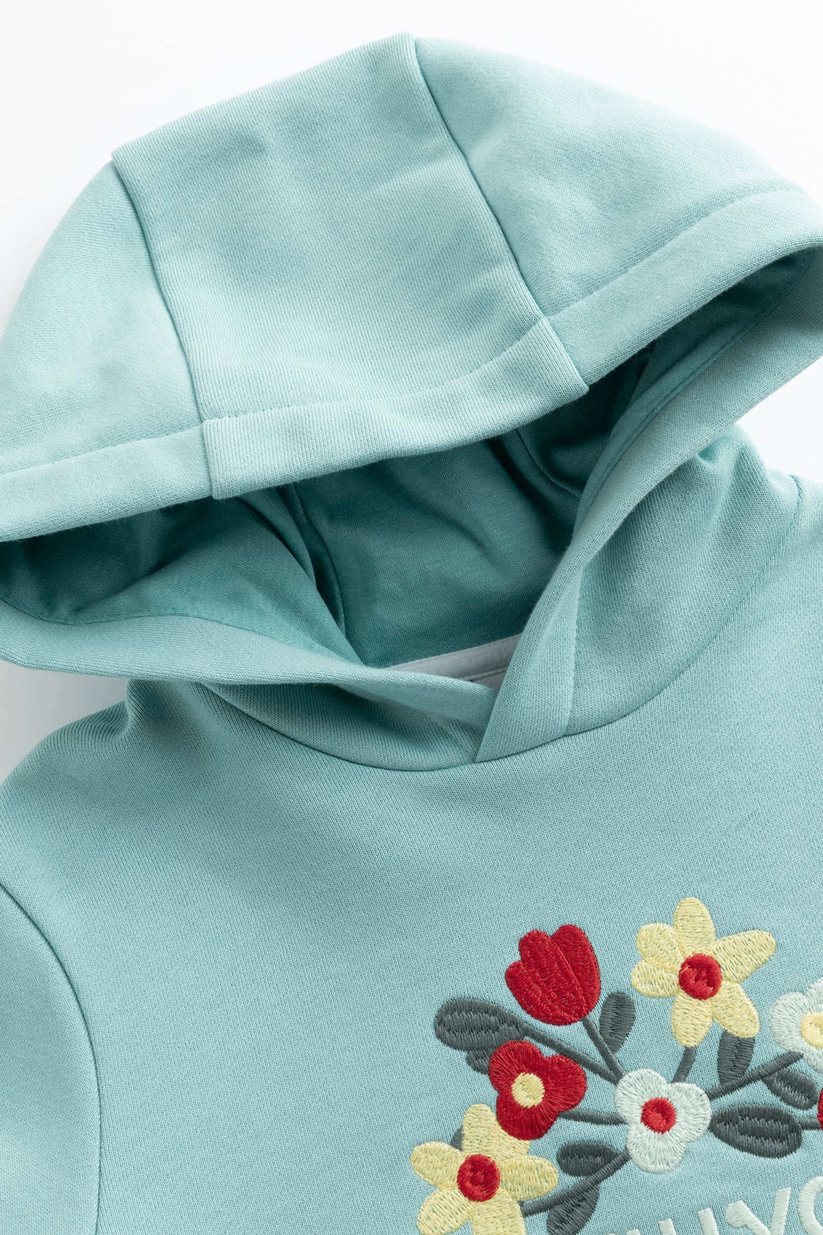 Kids Floral Embroidered Fleece Pullover Hoodie