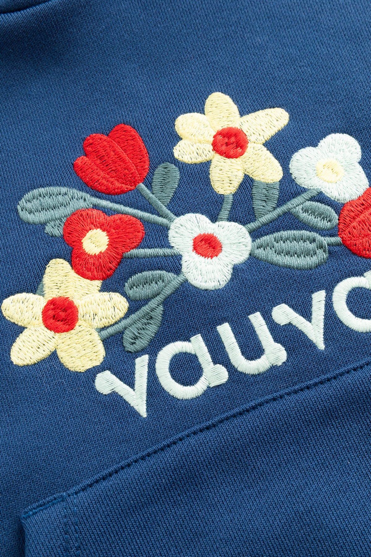 Kids Floral Embroidered Fleece Pullover Hoodie