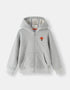 Kids Embroidered Mushroom Zip-Up Fleece Hooded Jacket