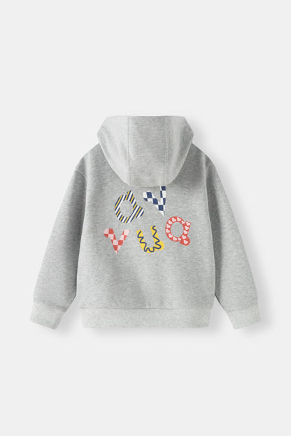 Kids Embroidered Mushroom Zip-Up Fleece Hooded Jacket