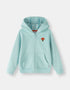Kids Embroidered Mushroom Zip-Up Fleece Hooded Jacket