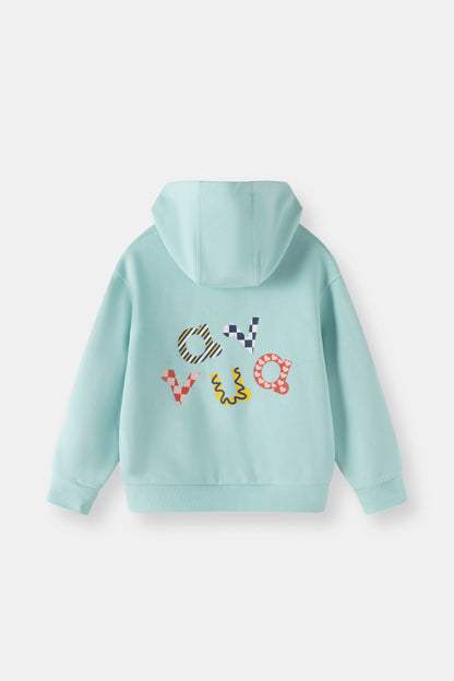 Kids Embroidered Mushroom Zip-Up Fleece Hooded Jacket