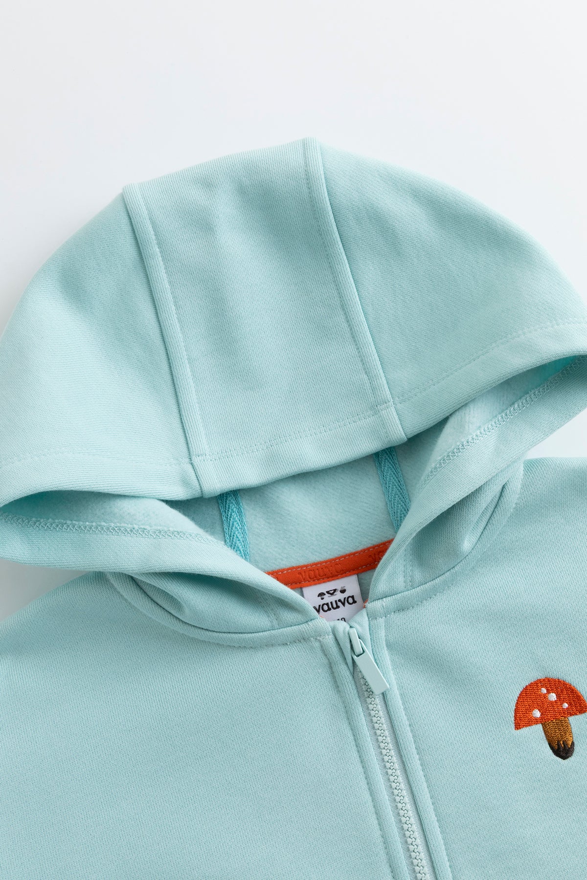 Kids Embroidered Mushroom Zip-Up Fleece Hooded Jacket