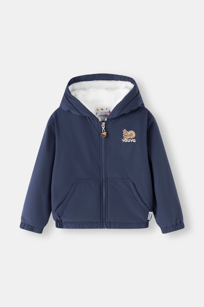 Kids Embroidered Pinecone Sherpa-Lined Hooded Jacket