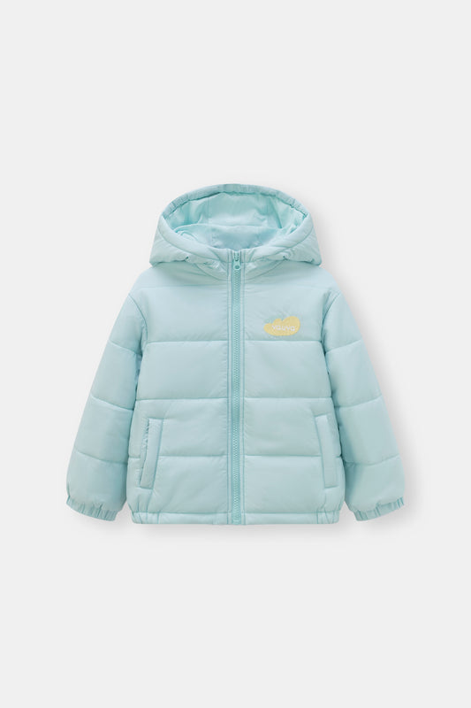 Kids Embroidered Cloud Hooded Down Jacket