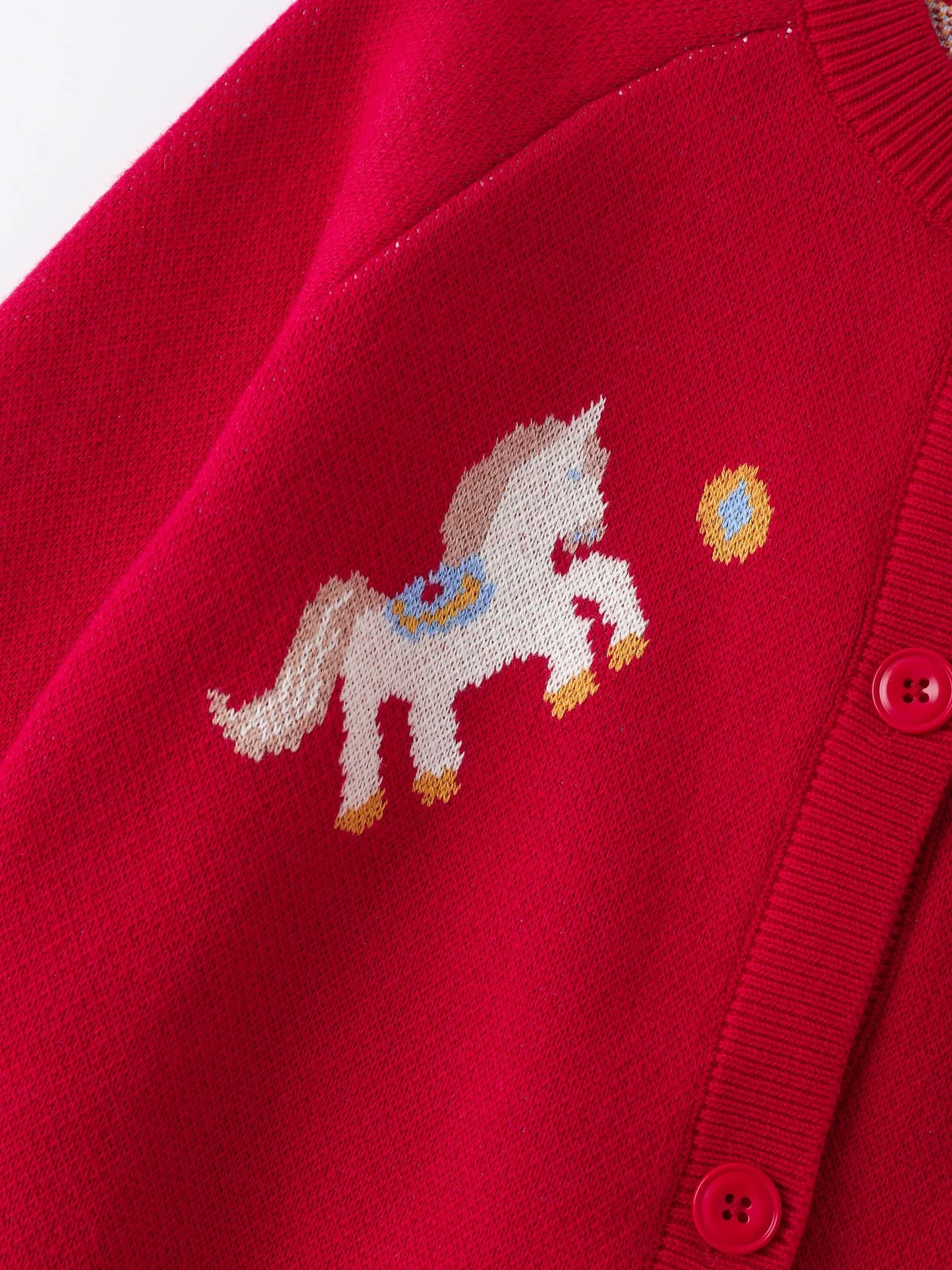 Kids Button‑Up Cardigan – Red