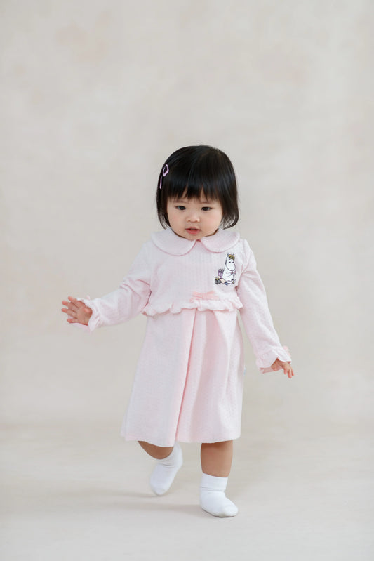 Baby Girls Soft Pink Long‑Sleeve Dress