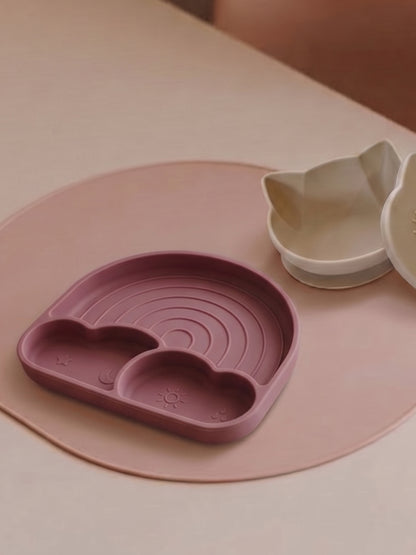 Silicone Rainbow Plates With Lid