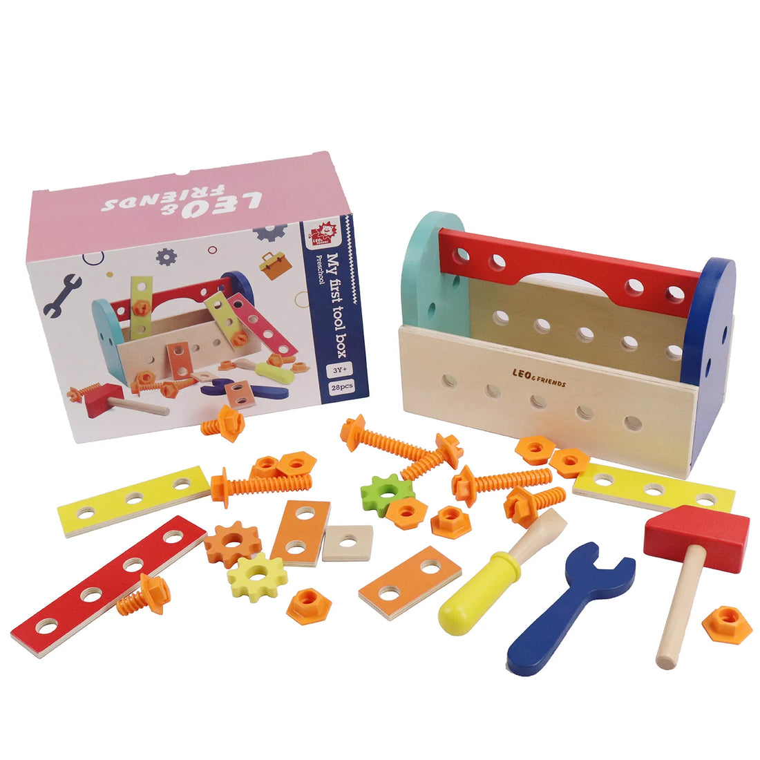 Leo &amp; Friends Leo &amp; Friends - &quot;My First Tool&quot; Box Wooden Toy