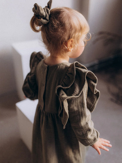 Muslin Longsleeve Dress With Ruffles (GOTS)