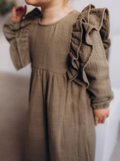 Muslin Longsleeve Dress With Ruffles (GOTS)
