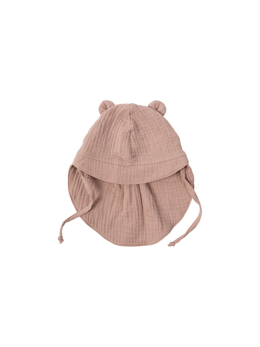 Muslin Sun Hat With Teddy Ears (GOTS)