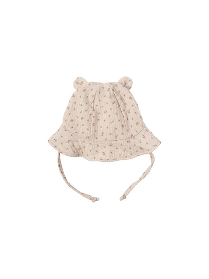 Muslin Sun Hat With Teddy Ears (GOTS)