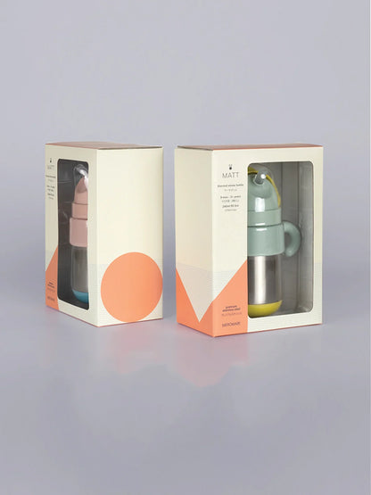 Matt Thermal Straw Bottle - Arctic + Blush