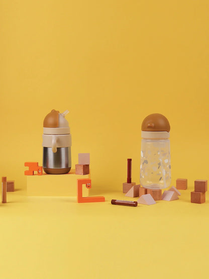 Matt Kid Straw Bottle - Caramel & Milk Tea + Terrazzo