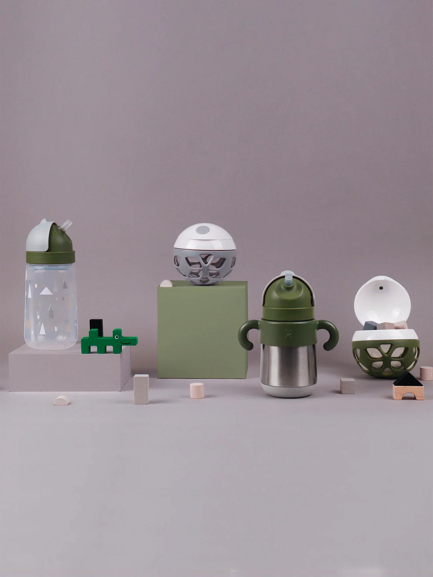 Matt Kid Straw Bottle- Elephant & Army + Forest
