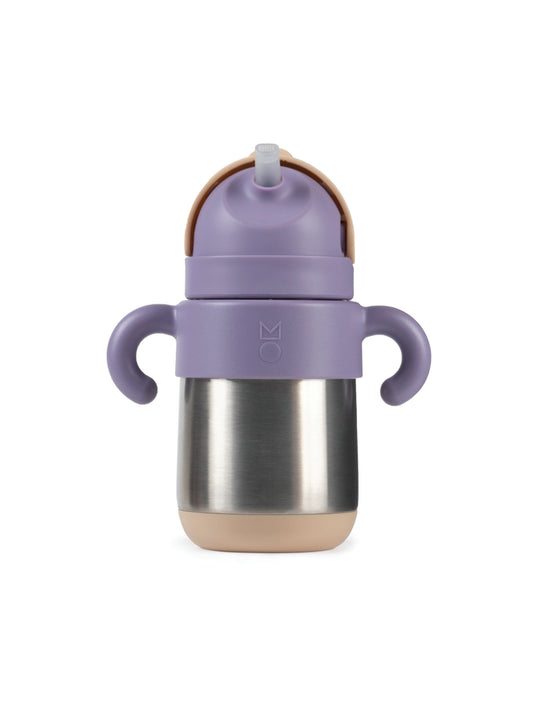 Matt Thermal Straw Bottle - Purple + Milk Tea