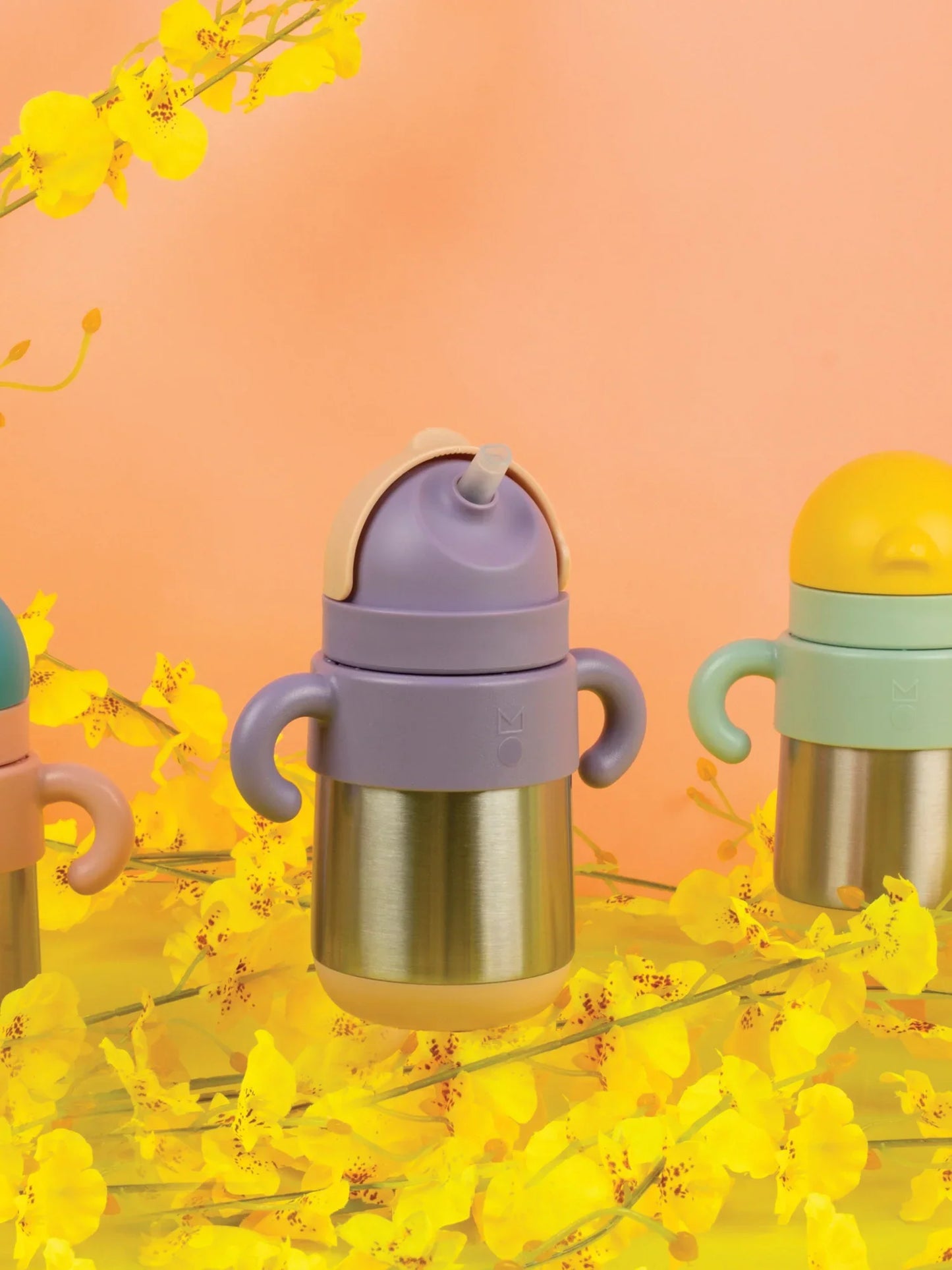 Matt Thermal Straw Bottle - Purple + Milk Tea