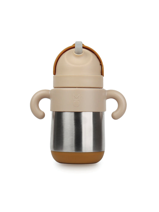 Matt Thermal Straw Bottle - Caramel + Milk Tea