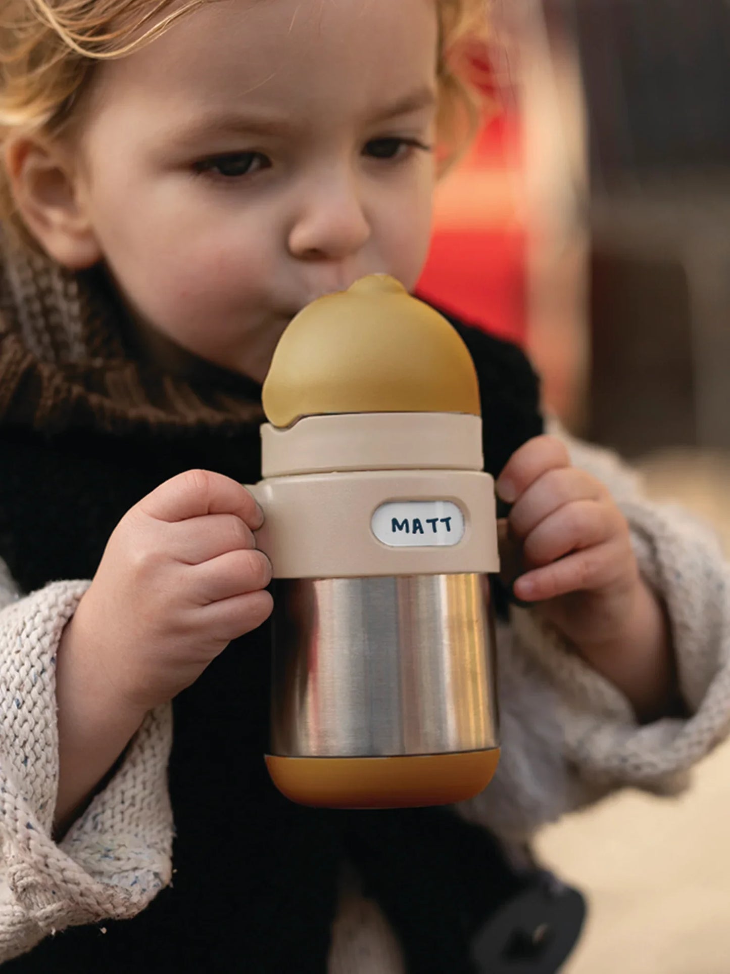 Matt Thermal Straw Bottle - Caramel + Milk Tea
