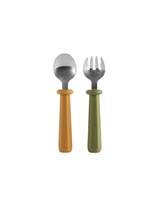 Nana Spoon And Fork Set- Caramel + Army