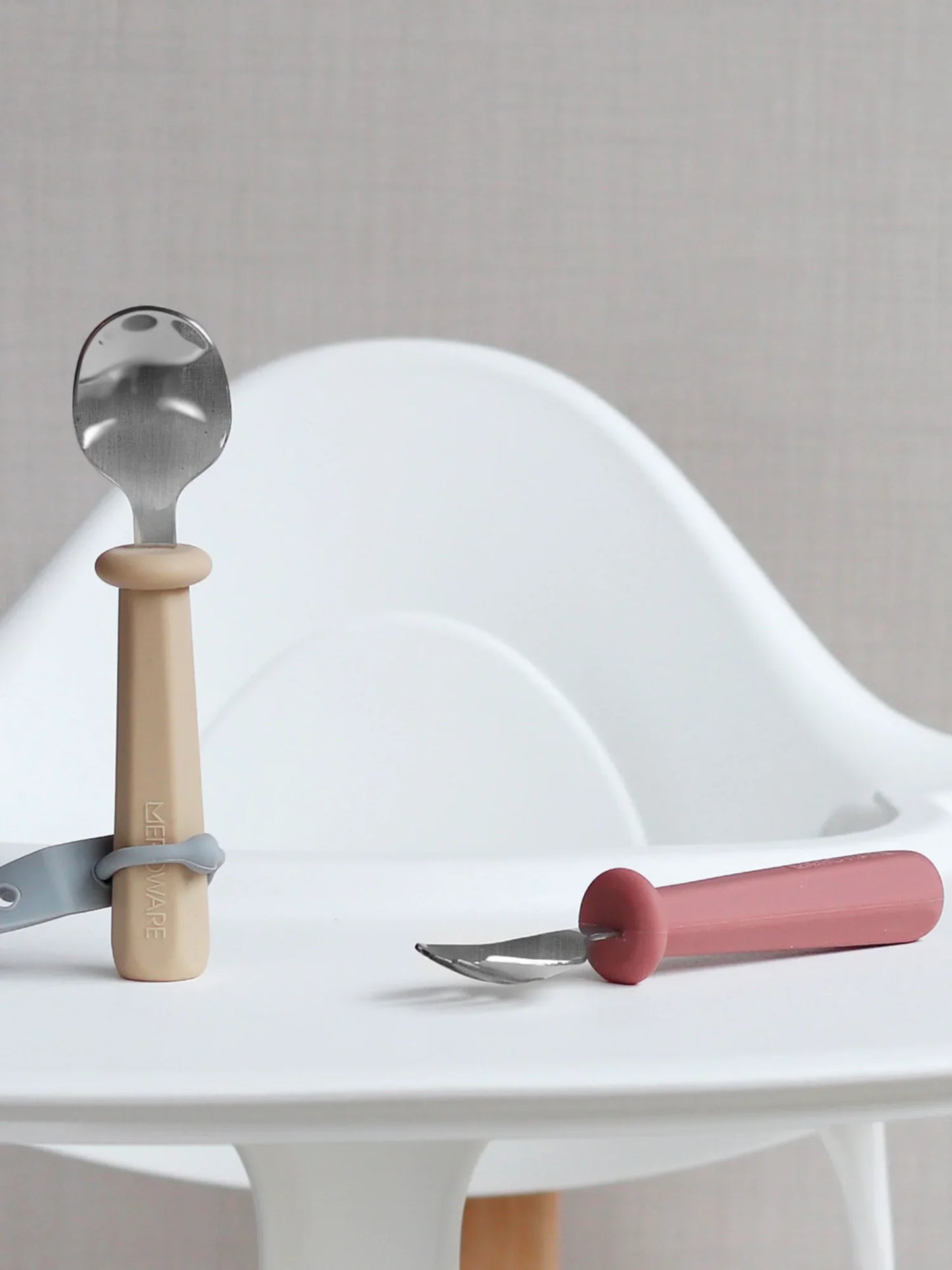 Nana Spoon And Fork Set- Milk Tea + Dusty Rose