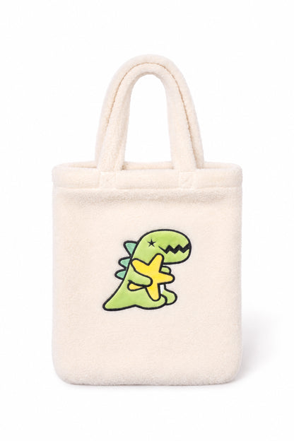 Kids Plush Sherpa Fleece Dino Tote Bag