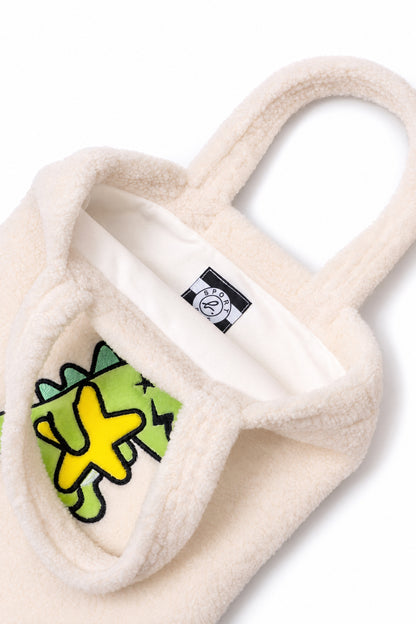 Kids Plush Sherpa Fleece Dino Tote Bag