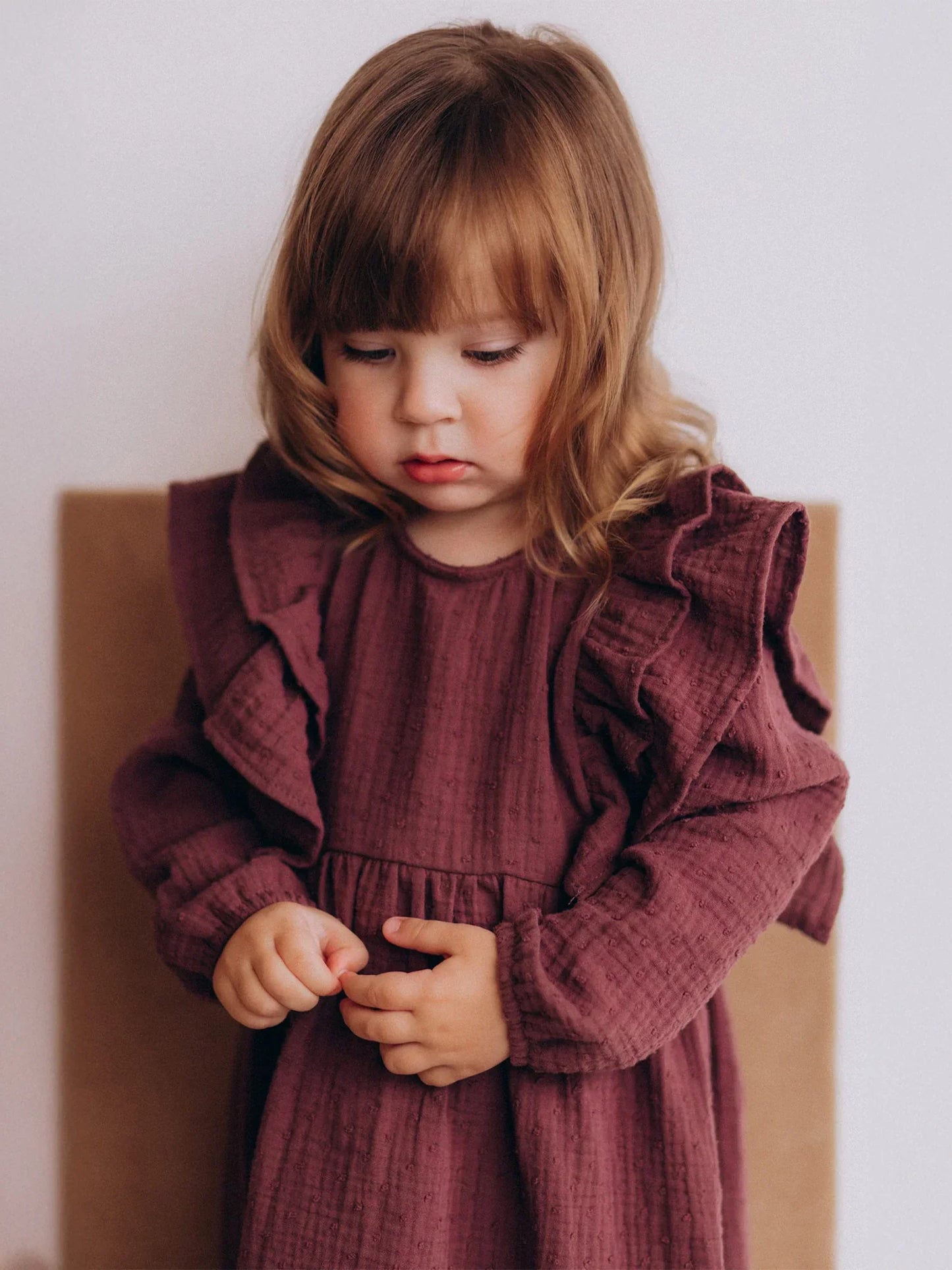 Muslin Longsleeve Dress With Ruffles (GOTS)