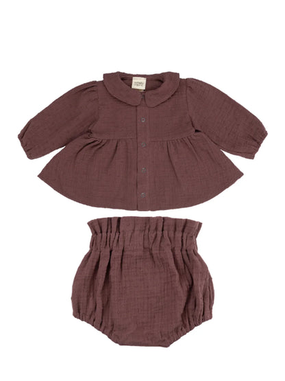 Muslin Long Sleeve Blouse & Bloomers Set (GOTS)