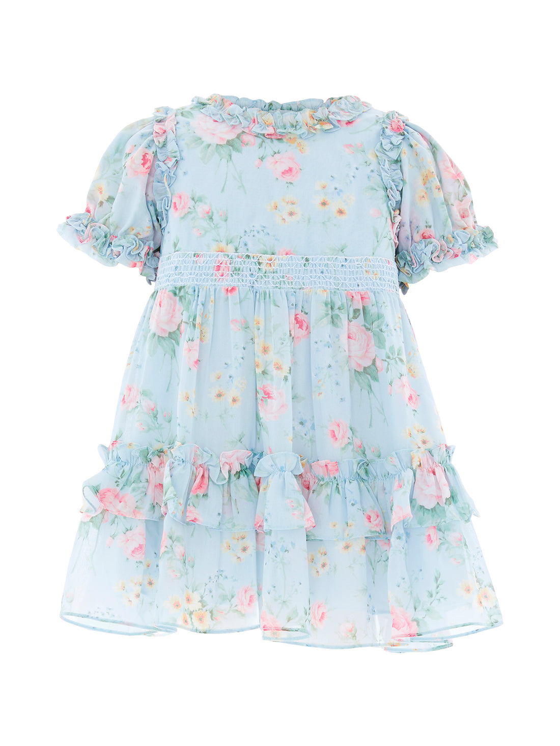 Pompadour Garden Chiffon Smocked Baby Dress