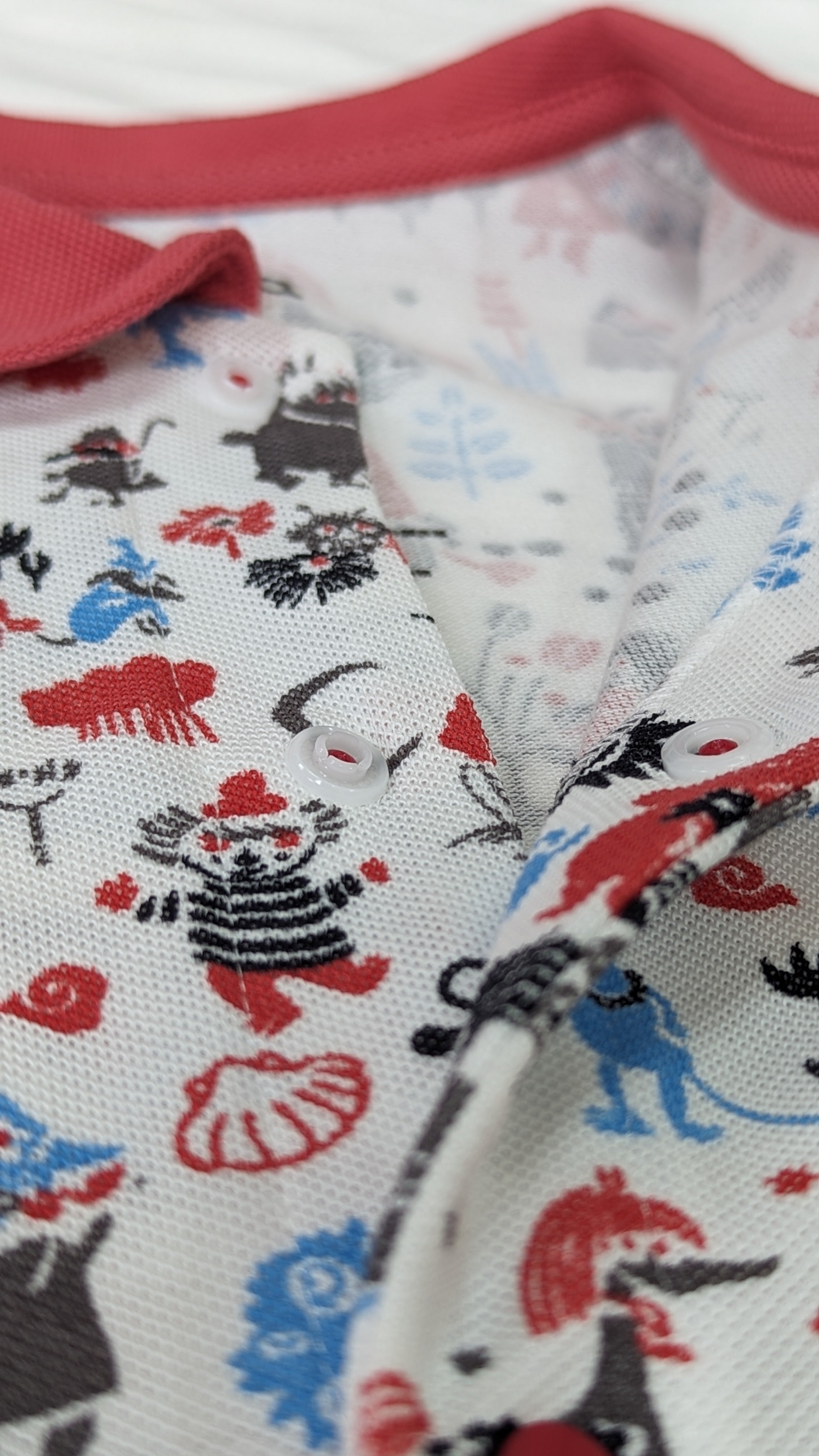 Vauva x Moomin Vauva x Moomin- Baby Boy Moomin All Over Print Polo Romper - Red Romper