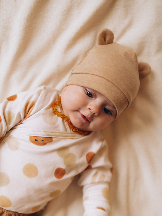 Baby Beanie Hat With Teddy Ears Rib (GOTS)