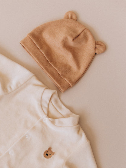 Baby Beanie Hat With Teddy Ears Rib (GOTS)