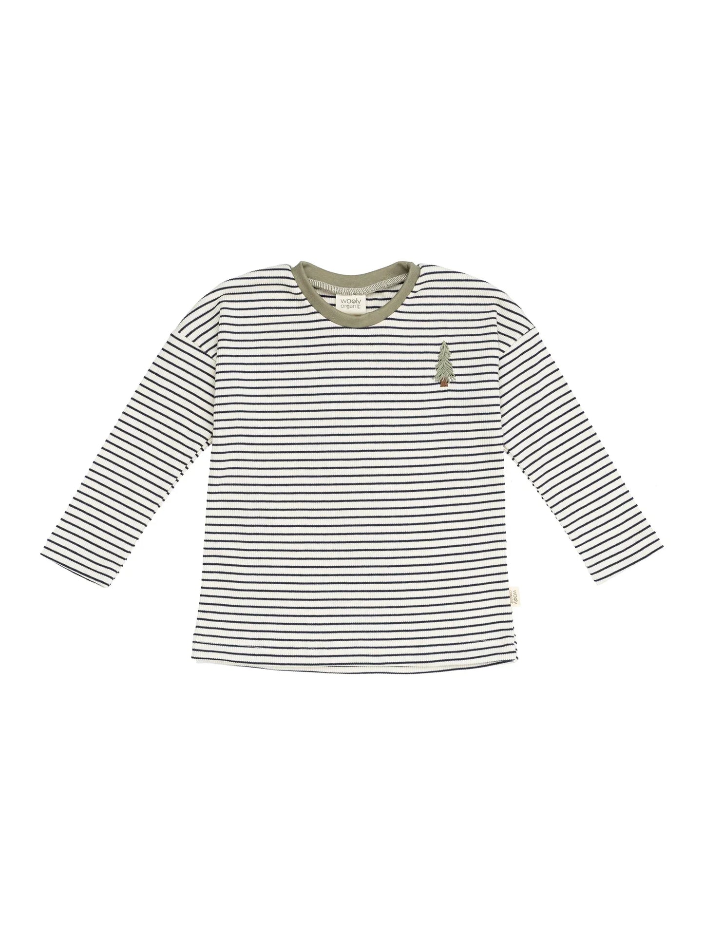 Striped Longsleeve Top with Bunny Embroidery (GOTS)
