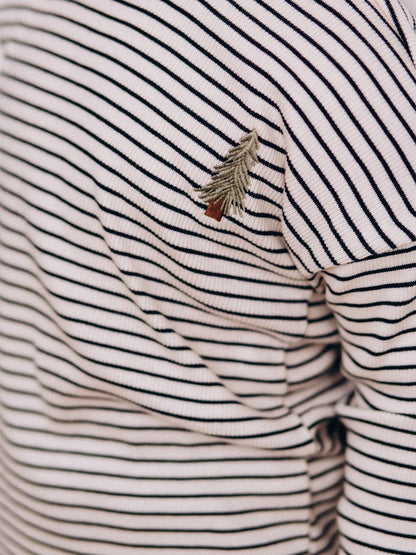 Striped Longsleeve Top with Bunny Embroidery (GOTS)