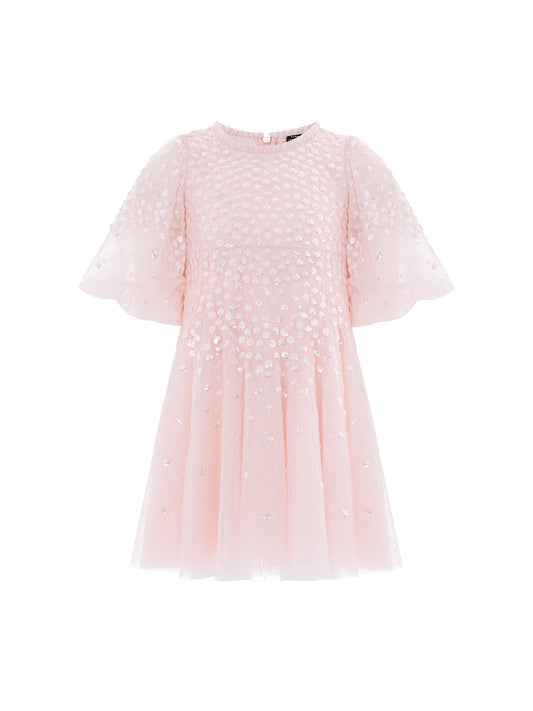 Scallop Sequin Kids Dress