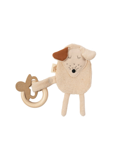 Crinkle Dog With Wooden Teether