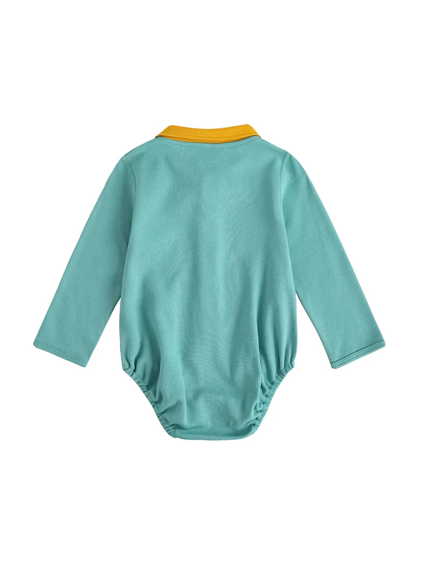 VAUVA Vauva FW23 - Baby Boy Carrot Pattern Cotton Polo Long Sleeve Bodysuit (Green) Bodysuit