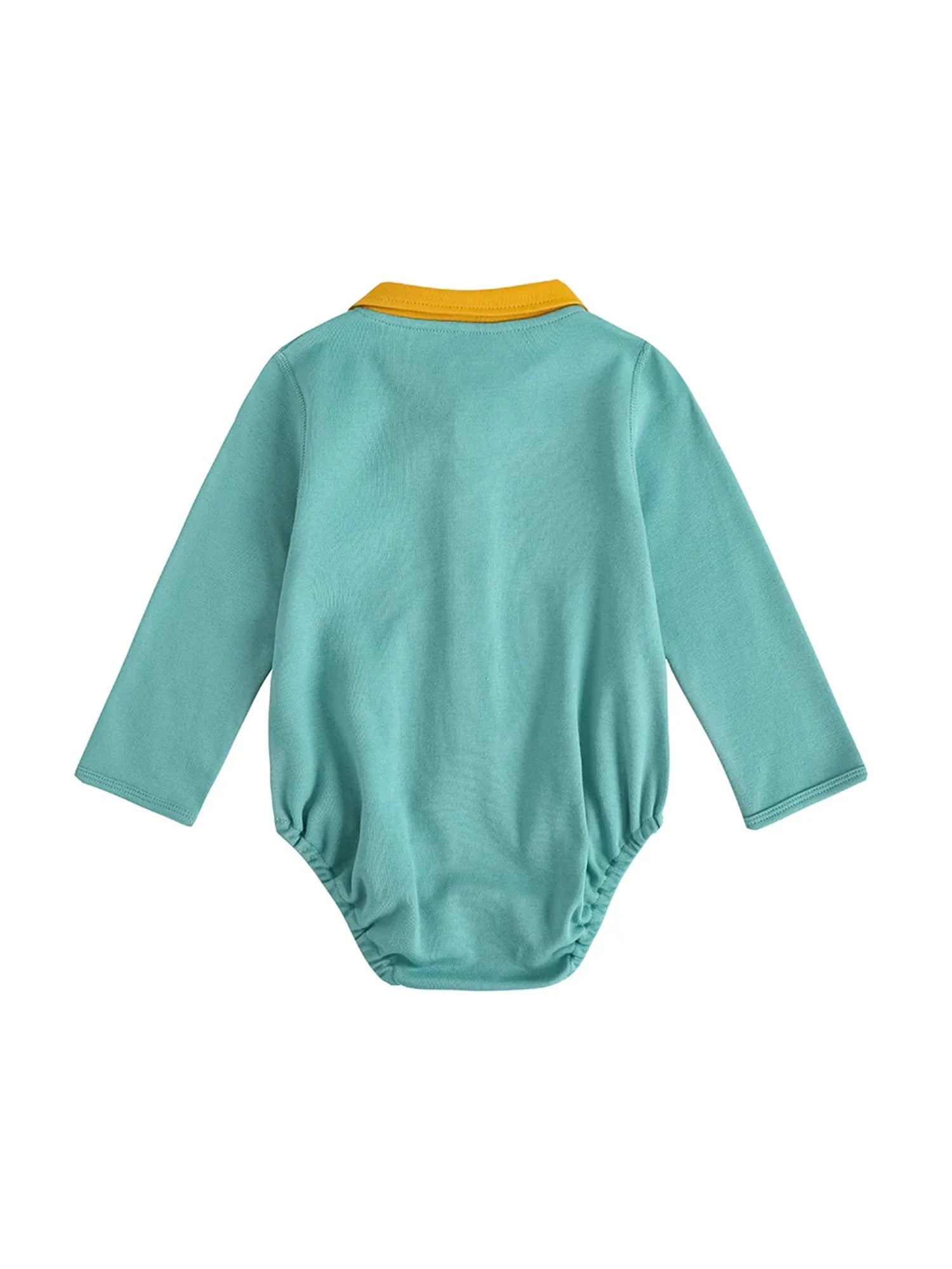 VAUVA Vauva FW23 - Baby Boy Carrot Pattern Cotton Polo Long Sleeve Bodysuit (Green) Bodysuit