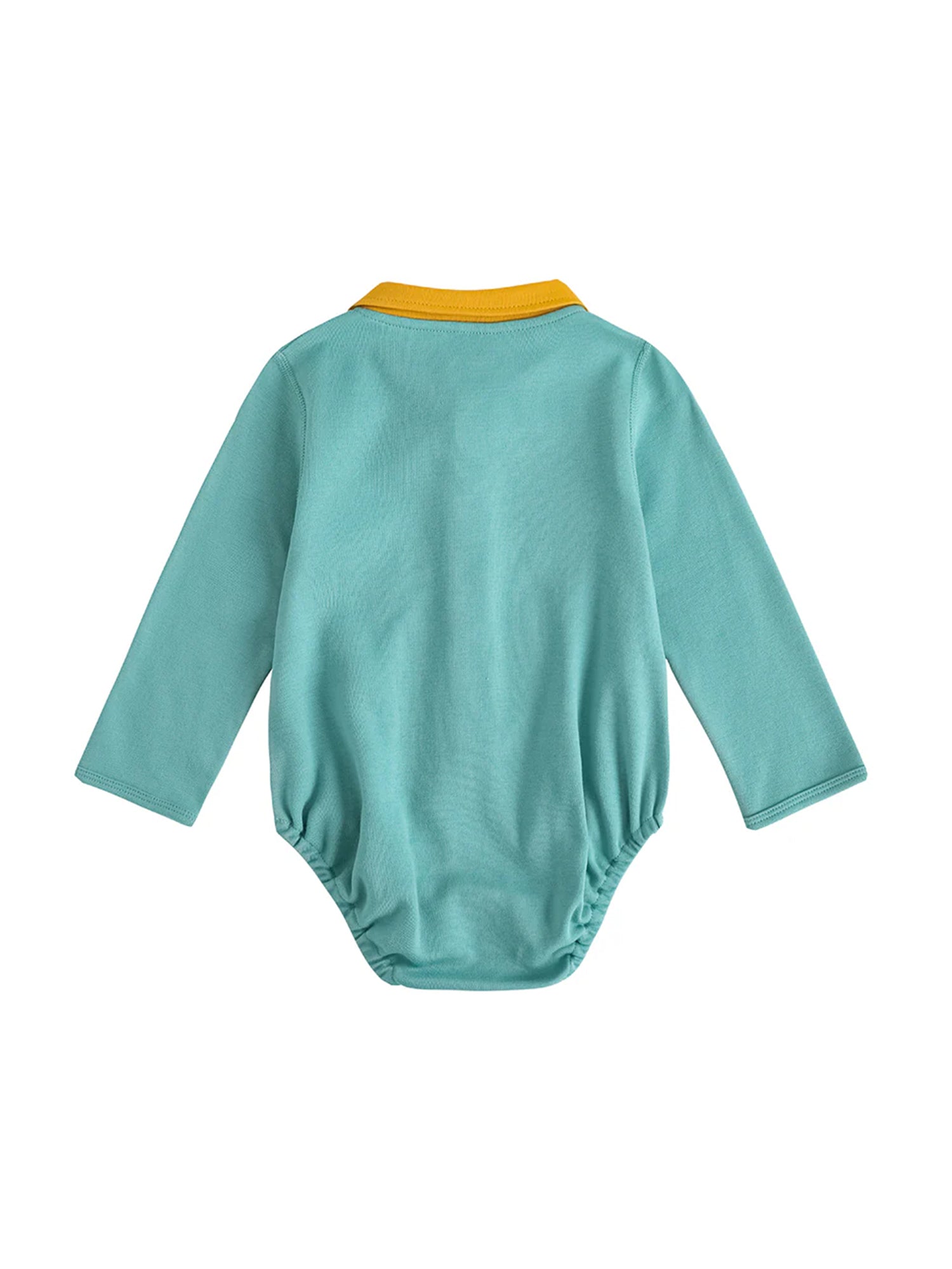 VAUVA Vauva FW23 - Baby Boy Carrot Pattern Cotton Polo Long Sleeve Bodysuit (Green) Bodysuit