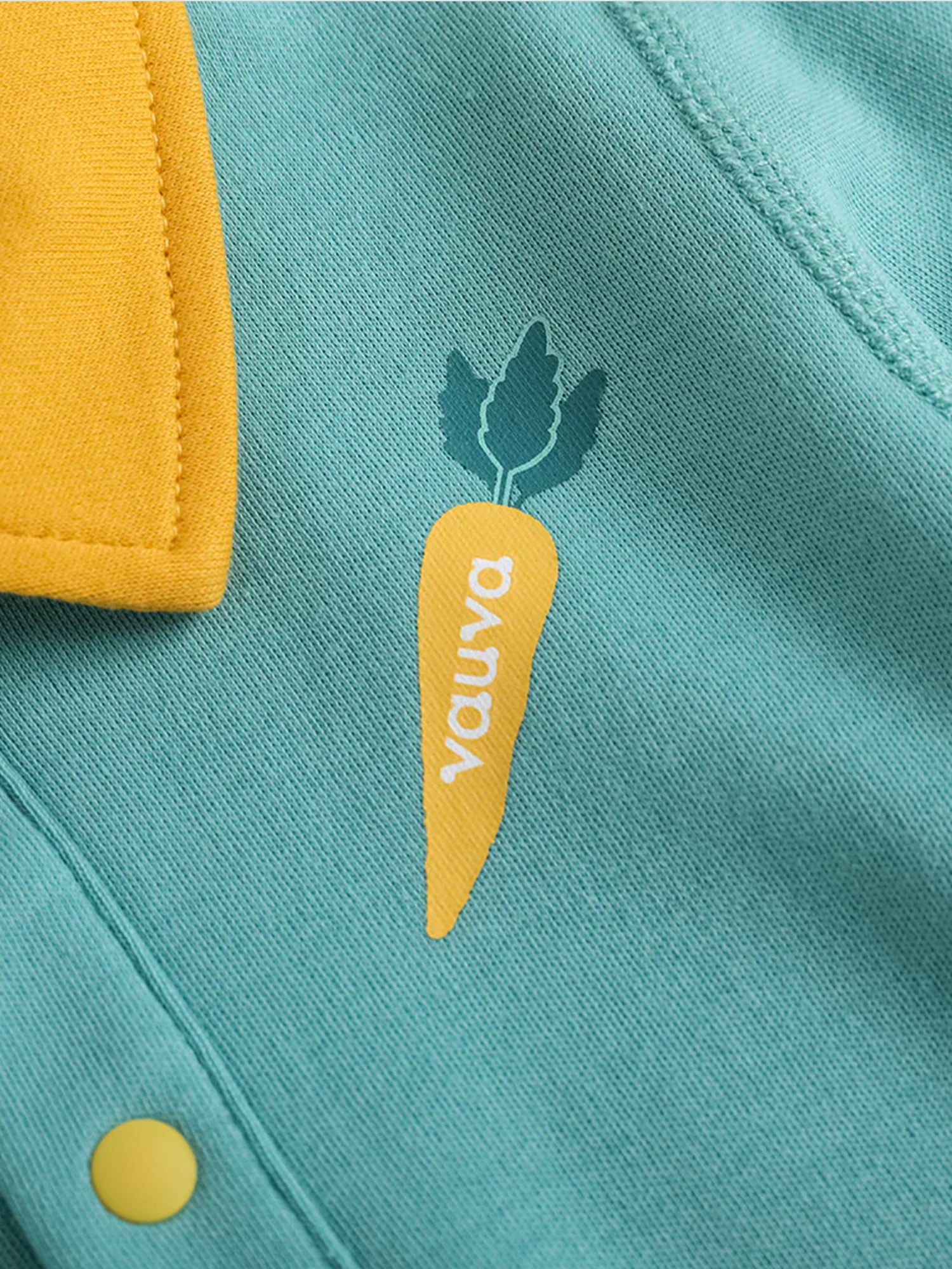 VAUVA Vauva FW23 - Baby Boy Carrot Pattern Cotton Polo Long Sleeve Bodysuit (Green) Bodysuit