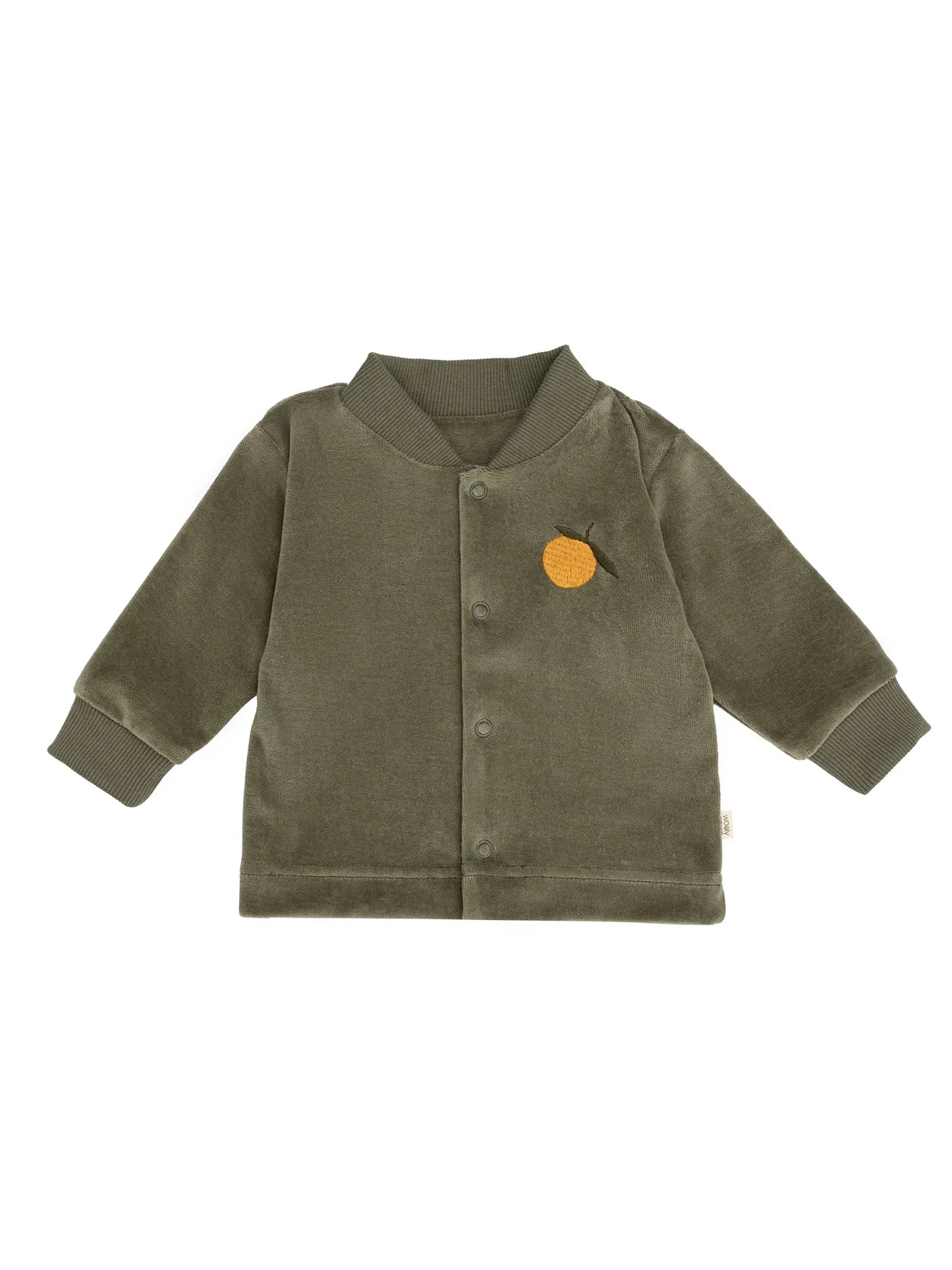 Olive Embroidered Velour Jacket (GOTS)