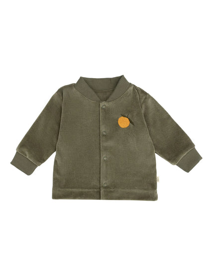 Olive Embroidered Velour Jacket (GOTS)