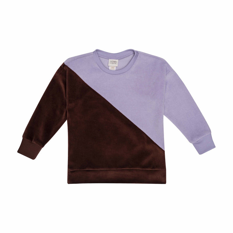 Wooly Organic - Kids Velour Sweater (Purple/Mocha) - My Little Korner