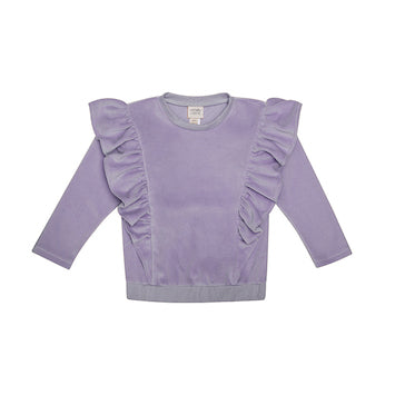 Wooly Organic Wooly Organic - Kids Velour Sweater with Ruffles (Purple) Sweatshirt