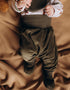Olive Velour Baby Trousers (GOTS)