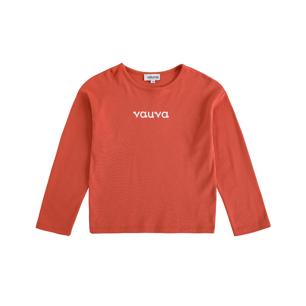 VAUVA Vauva FW23 - Girls Cotton Long Sleeve Crewneck T-Shirt (Red)