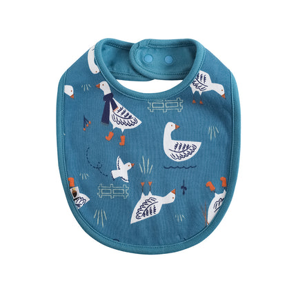 VAUVA Vauva FW23 - Baby Boy White Goose All Over Print Cotton Bib (Blue) Bib